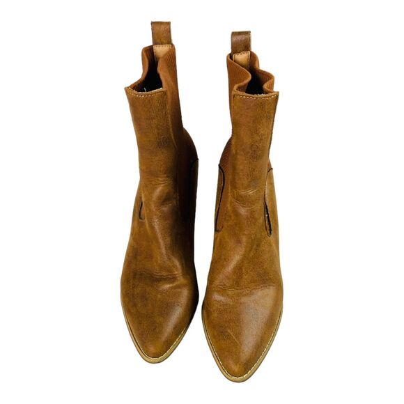 Oasis Society Women's Pointed Toe Stretch Ankle Boots Cognac Brown Leather US 7 - Picture 4 of 8